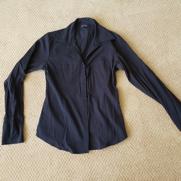 Navy long sleeve blouse - Picture 1 of 4